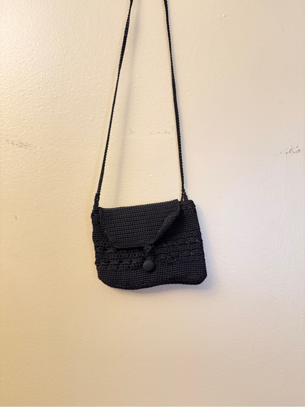 Handwoven Black Crochet Crossbody Bag